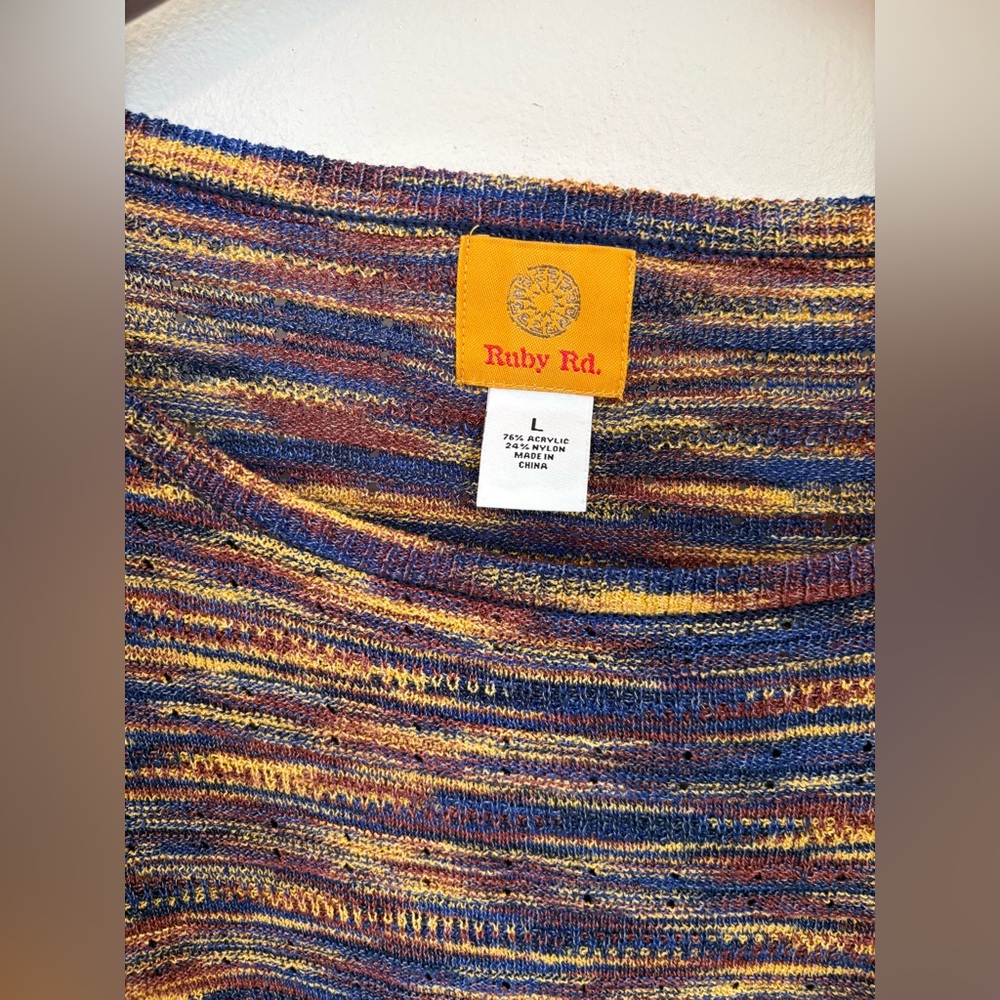 Ruby Rd. Multicolor Wave Pattern Long Sleeve Top Sweater - Picture 2 of 4